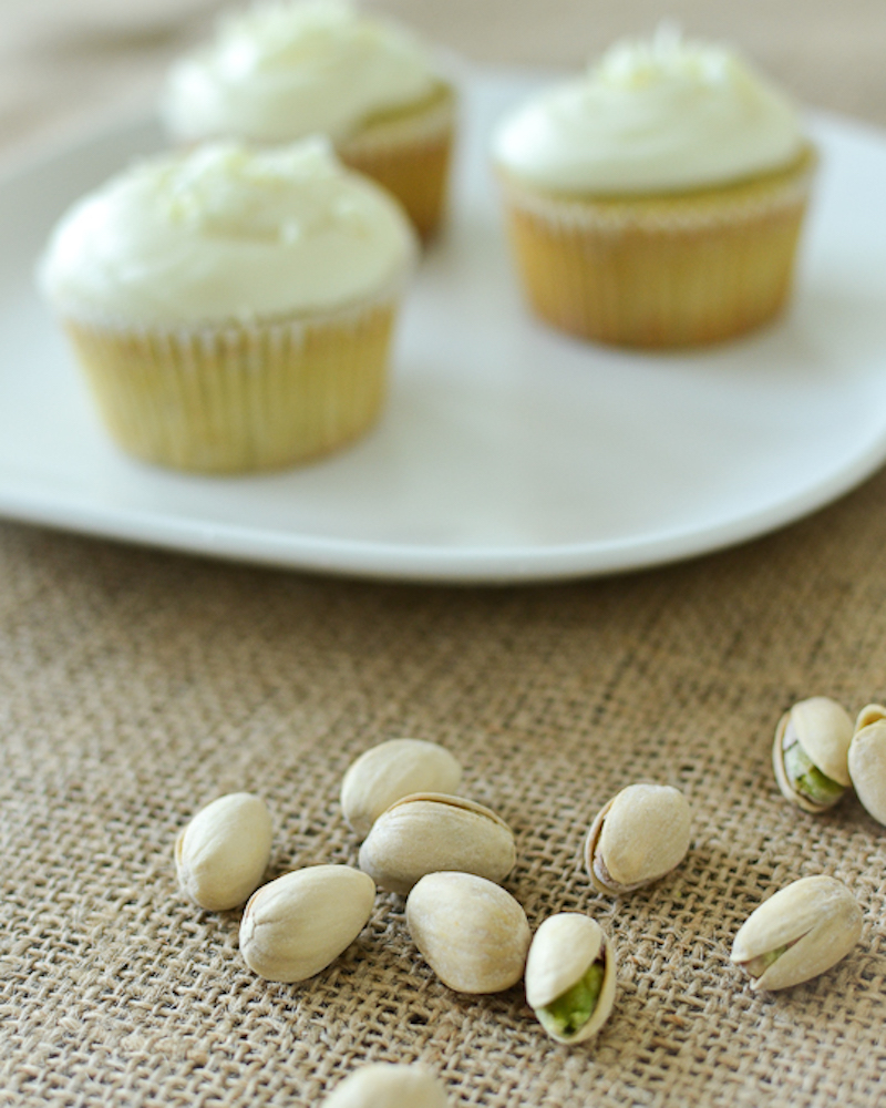 white chocolate pistachio cupcakes