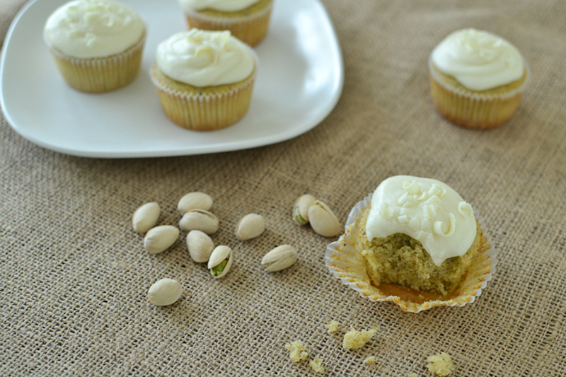 white chocolate pistachio cupcakes