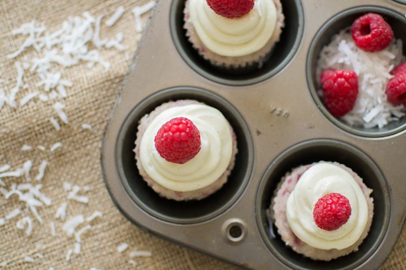 raspberry coconut cupcakes