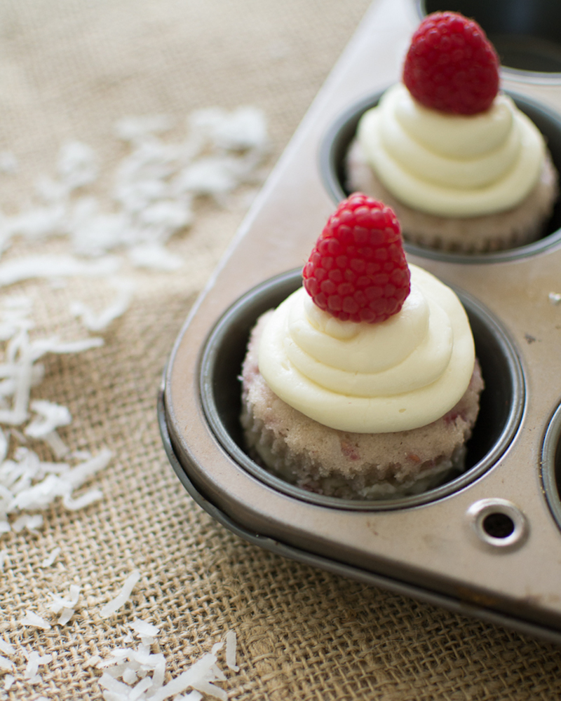 raspberry coconut cupcakes