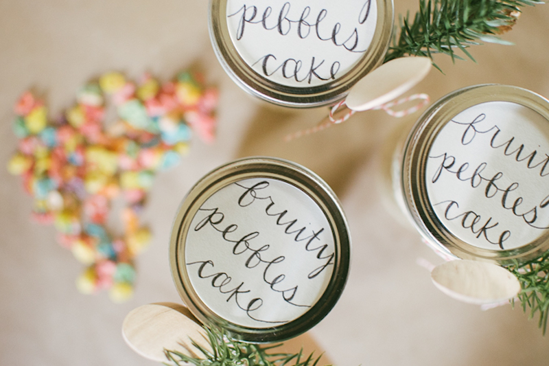 fruity pebbles cake in a jar