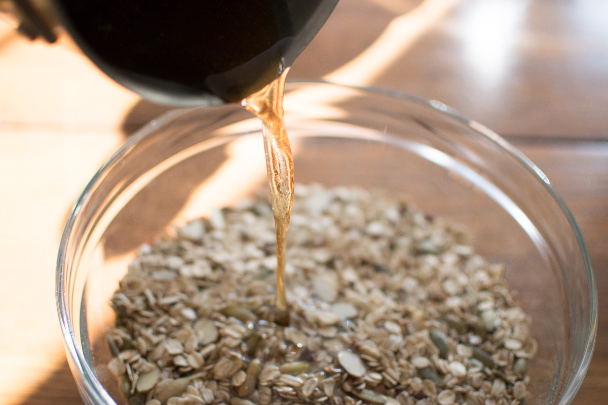 making homemade granola